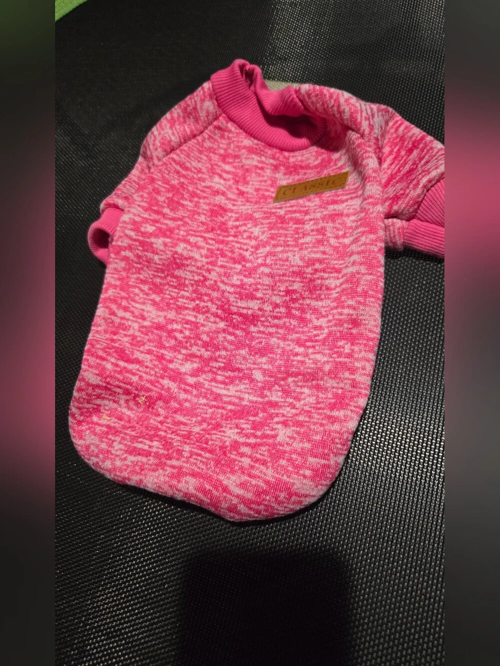 Classic Pink Marled Pet Pullover with Tan Logo Patch
